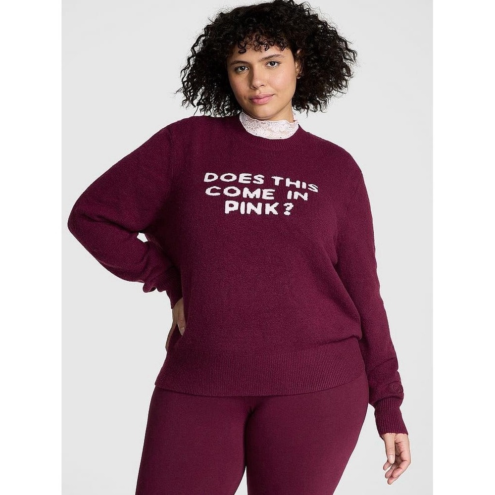 NWT Pink Victoria's Secret Collegiate Round  Neck Ribbed  Sweater
